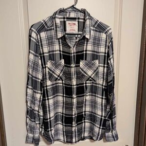 Mossimo Supply Co Black and White Plaid Shirt Size L
